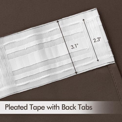 Chocolate Brown Back Tab Blackout Curtains 52x96 Inch Long 2 Panels (Chocolate Brown / 52"W x 96"L (Pack of 2))