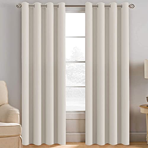 Light Blocking Curtain for Living Room Thermal Insulated Window Treatment Panel (52"W x 96"L (Pack of 1) / Ivory)