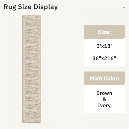 Washable 3x18 Hallway Runner Rug Non (Brown / 3' x 18' (Runner))