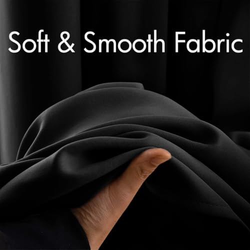 Closet Curtain for Open Closet Without Door Grommet Top 34x80 Inches (Black / 34"W x 80"L (Pack of 2))