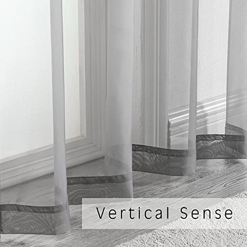 2 Panels Sheer Curtains 63 Inches Long Rod Pocket Light Weight Soft Voile Drapes Curtains for Basement Bathroom Bedroom Living Room (Charcoal Grey / 42"W x 63"L (Pack of 2))
