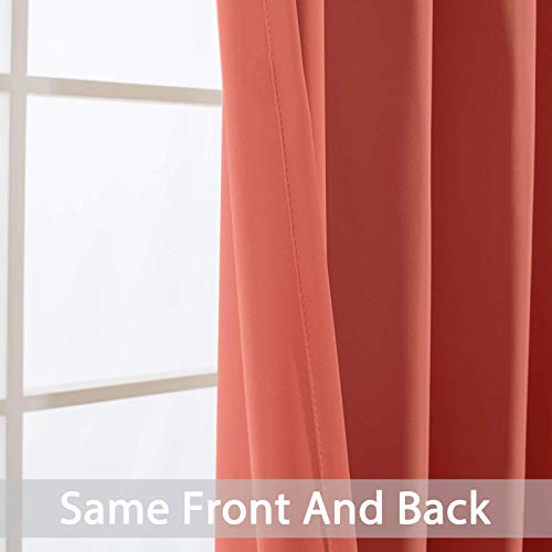 Room Darkening Curtains 52x72 inch Length Coral Orange (Coral Orange / 52"W x 72"L (Pack of 2))