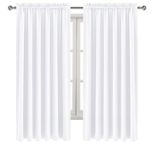 Wide Curtains 50% Light Blocking for Living Room 72 Inch Long 2 Panels (Pure White / 70"W x 72"L (Pack of 2))