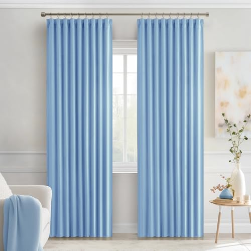 Sky Blue Back Tab Blackout Curtains 52x90 Inch Long 2 Panels Set (Sky Blue / 52"W x 90"L (Pack of 2))