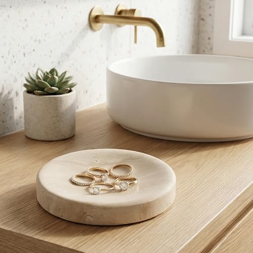 Marble Jewelry Dish (Travertino Romano / 4")