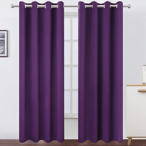 Blackout Curtains 52 x 90 Inch Long Purple Curtains Set of 2 Panels Room Darkening Curtains for Bedroom and Living Room (Purple / 52"W x 90"L (Pack of 2))
