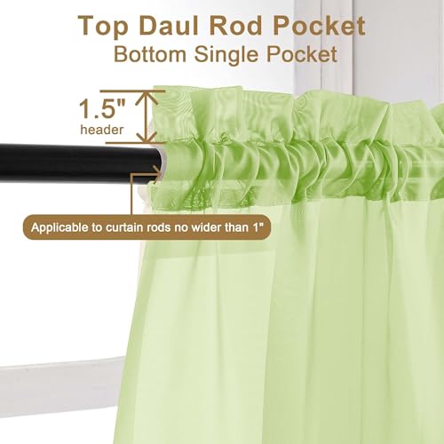 Sheer Curtains 36 inch Length 2 Panels Set (Lime / 42"W x 36"L (Pack of 2))