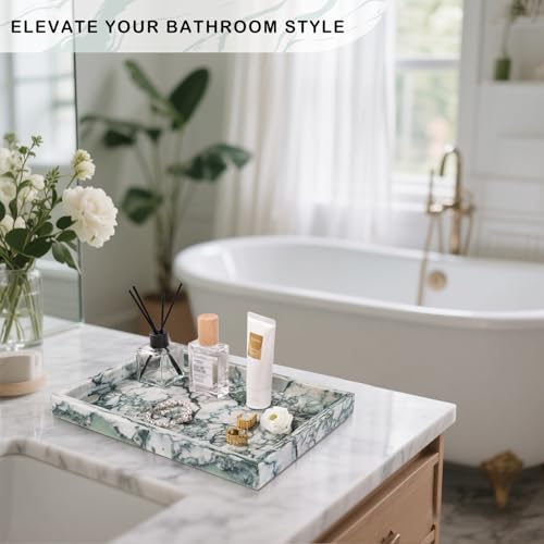 Marble Bathroom Tray for Countertop & Home Decor (Jade Green)