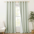 100% Absolutely Blackout Linen Curtains with Thermal Insulated White Liner (52"W x 92"L (Pack of 2) / Sage Green)