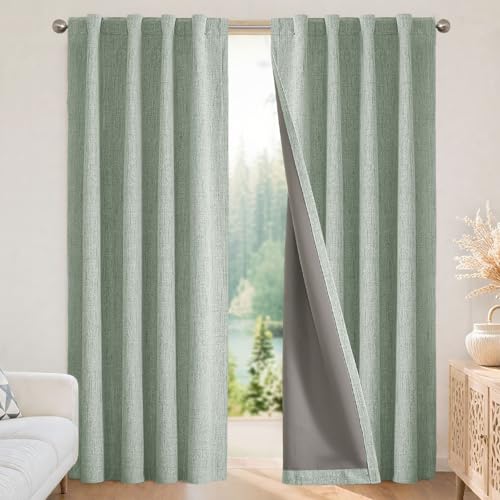 Blackout Curtains for Bedroom (Sage Green / 42"W x 90"L (Pack of 2))