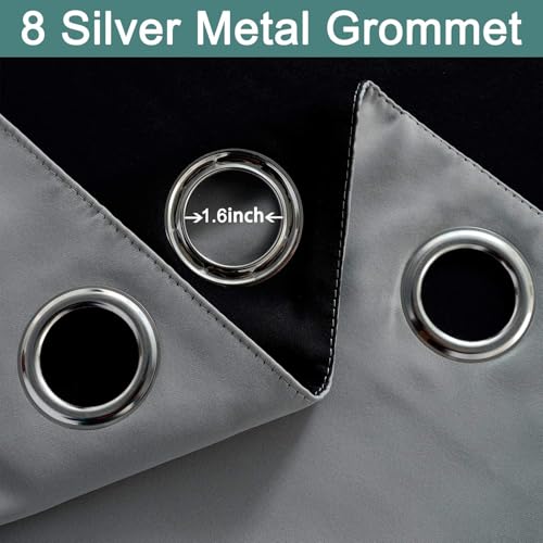 Grey Blackout Curtains 96 Inches Long for Bedroom 52" Wide 1 Panel (52"W x 96"L (Pack of 1) / Grey)