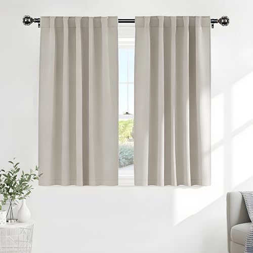 Blackout Curtains Thermal Insulated Window Treatment Panels Room Darkening Blackout Drapes for Living Room Back Tab (Cream / 52"W x 45"L (Pack of 2))
