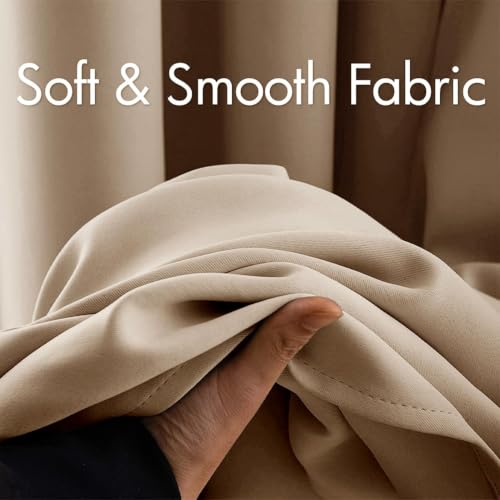 Closet Curtain for Open Closet Without Door Grommet Top 34x80 Inches (Beige / 34"W x 80"L (Pack of 2))