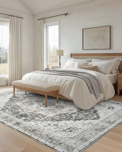 Amada Large 8x10 Washable Area Rug for Living Room (8' x 10' (Rectangular) / Grey)