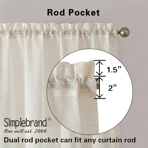 Natural Linen Textured Sheer Curtains 84 inches Length 2 Panels Set (Natural / 40"W x 84"L (Pack of 2))