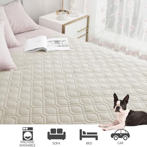 Waterproof Dog Bed Cover Pet Blanket for Furniture Bed Couch Sofa Reversible (82x102 Inch (Pack of 1) / Cream+babypink)