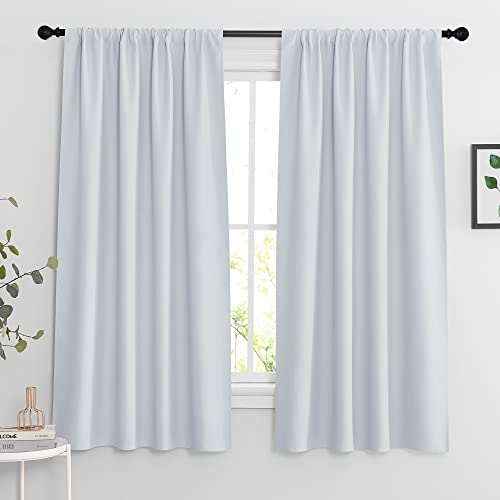 Extra Wide Curtains for Bedroom Living Dining Room 63 inches Long (Greyish White / 62"W x 63"L (Pack of 2))