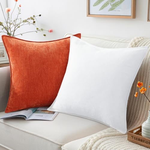 Chenille Rust Velvet Throw Pillow Covers 12x20 Set of 2 (Rust / 20" x 12" (Pack of 2))