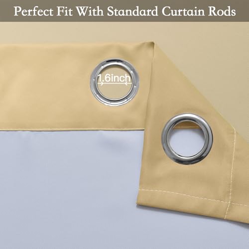 Ombre Beige to Grey White Curtains for Living Room 52Wx63L (52"W x 63"L (Pack of 2) / Beige)