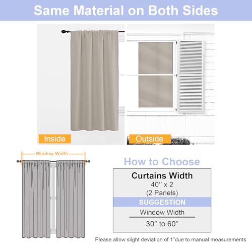 Ava Stone Short 36 Inches Blackout Curtain 2 Panels Set (Stone / 40"W x 36"L (Pack of 2))