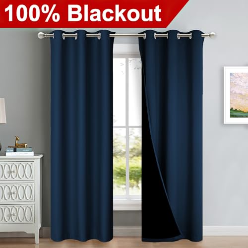 Blackout Curtains 80 inches Long (Moroccan Blue / 42"W x 80"L (Pack of 2))