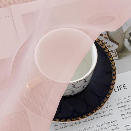 Blush Pink Sheer Curtains 45 Inch Length 2 Panels Set (42"W x 45"L (Pack of 2) / Blush Pink)