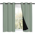 Greyish Green 100% Blackout Curtains 45 inches Long (Greyish Green / 42"W x 45"L (Pack of 2))
