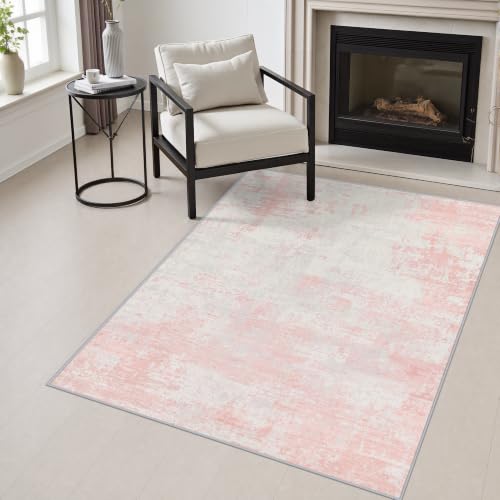 Area Rug Living Room (Pink White / 3' x 5' (Rectangular))
