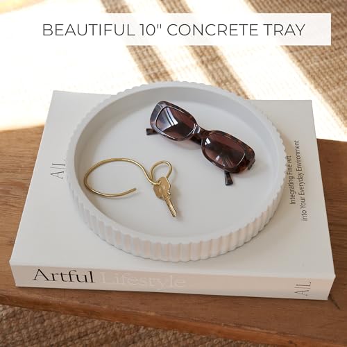 Decorative Concrete Tray & Book Decor Set (Beige)