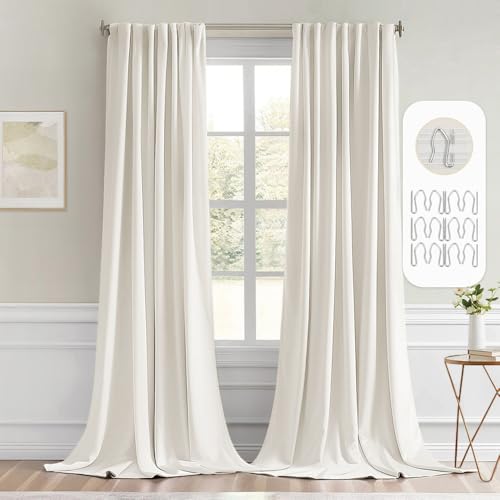 Ivory Back Tab Blackout Curtains 52x102 Inch Long 2 Panels Set (Ivory / 52"W x 102"L (Pack of 2))