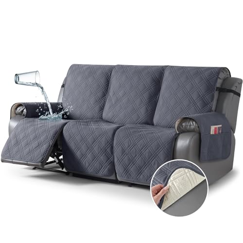 Waterproof Recliner Sofa Cover Couch Cover for Reclining Couch 3 Seat Non (Dark Grey / 3 Seater Standard)