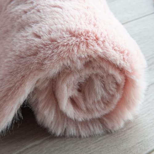 Fluffy Pink Washable Runner Rugs for Bedroom Fuzzy Faux Rabbit Shag Fur Rug for Living Room Furry Runner Rugs for Hallway 2x8 Nursery Rug (2' x 8' (Runner) / Pink)