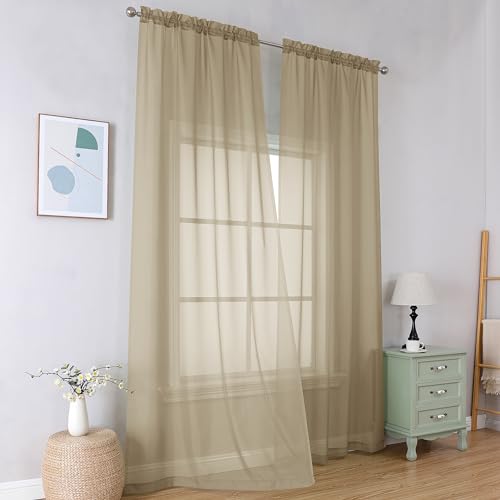 Taupe Sheer Curtains 96 Inches Long (Taupe / 42"W x 96"L (Pack of 2))
