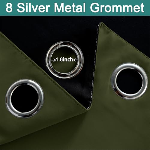 Olive Green 100% Blackout Curtains 84 Inches Long 52" Wide 1 Panel (52"W x 84"L (Pack of 1) / Olive Green)