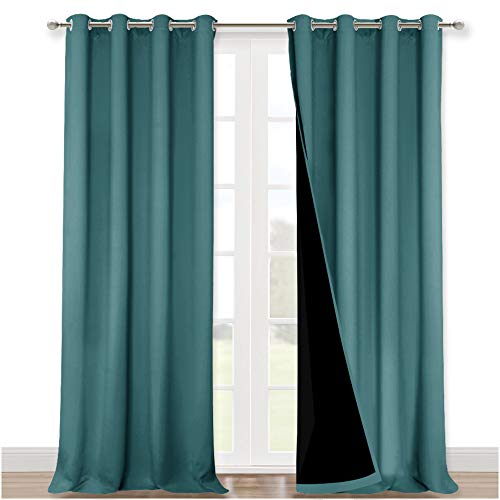 100% Blackout Curtains for Windows (Peacock Teal / 52"W x 120"L (Pack of 2))