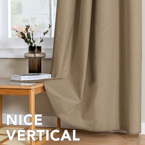 100% Blackout Linen Curtains 84" L Heathered Macchiato (Heathered Macchiato / 52"W x 84"L (Pack of 2))