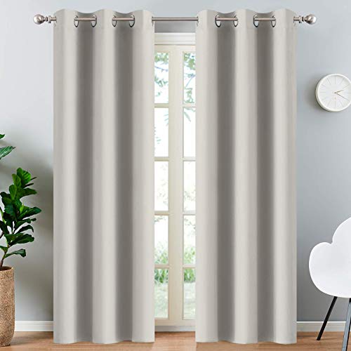 Blackout Curtains 38x84 inch Light Beige Thermal Drapes (Light Beige / 38"W x 84"L (Pack of 2))