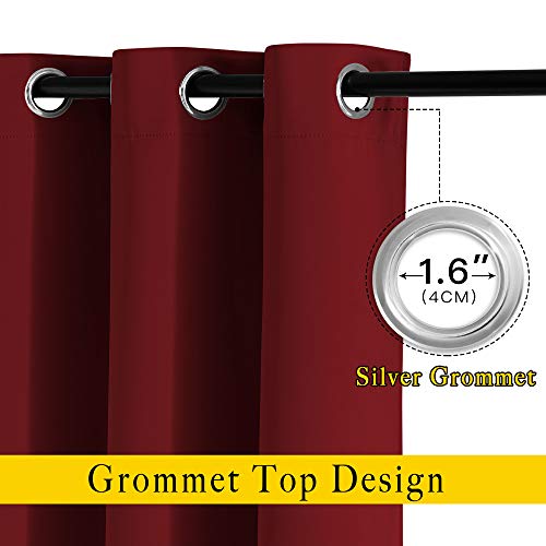 Blackout Curtains 63 inches Long for Bedroom (Burgundy Red / 46"W x 63"L (Pack of 2))