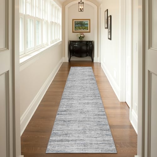 2.5x10 Washable Runner Rugs (Blue/Grey / 2'6" x 10' (Runner))