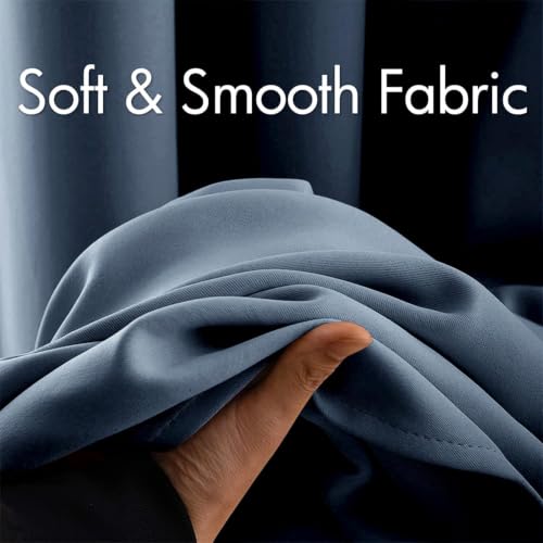 Stone Blue Blackout Bedroom Curtains 63 Inch Long Light Blocking (Stone Blue / 42"W x 63"L (Pack of 2))