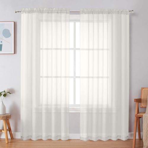 Ivory Sheer Curtains (Ivory / 59"W x 72"L (Pack of 2))