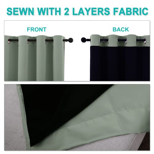 100% Blackout Window Curtain Panels (Greyish Green / 37"W x 70"L (Pack of 2))