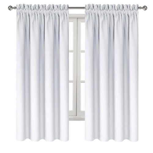 Blackout Curtains for Bedroom Living Room 52 x 63 Inch Long 2 Panels (Greyish White / 52"W x 63"L (Pack of 2))
