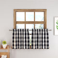 Buffalo Check Plaid Valances Gingham 2 Pack Tiers Rod Pocket Black and White Farmhouse Short Curtains For Windows Treatment Decor Small Curtains Over Sink For Kitchen (34"W x 24"L (Pack of 2) / Black and White)