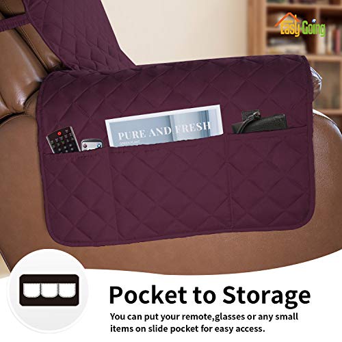 Reversible Couch Cover (Wine/Beige / Large Recliner)