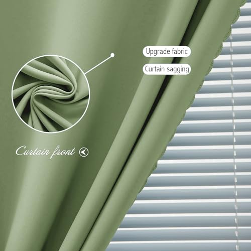 Magic Tape Blackout Curtains for Bedroom No Drillng Self Adhesive Curtains No Rod Small Window (47"W x 71"L (Pack of 1) / Sage Green)