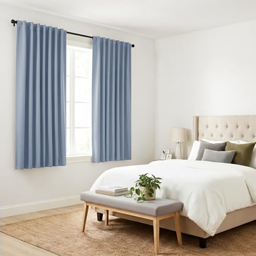Short Blackout Curtains Set (Pigeon Blue / 42"W x 45"L (Pack of 2))