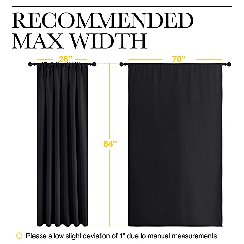 Black Blackout Curtains for Bedroom 70" Wide x 84" Long 2 Panels (Black / 70"W x 84"L (Pack of 2))