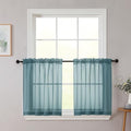 Kitchen Curtains 24 Inch Length Tier 2 Pieces (Dusty Blue / 42"W x 24"L (Pack of 2))
