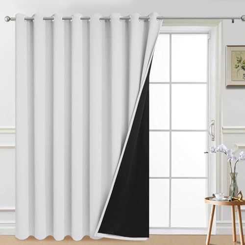 Greyish White Blackout Patio Door Curtain Panels W100 x L84 (100"W x 84"L (Pack of 1) / Greyish White)
